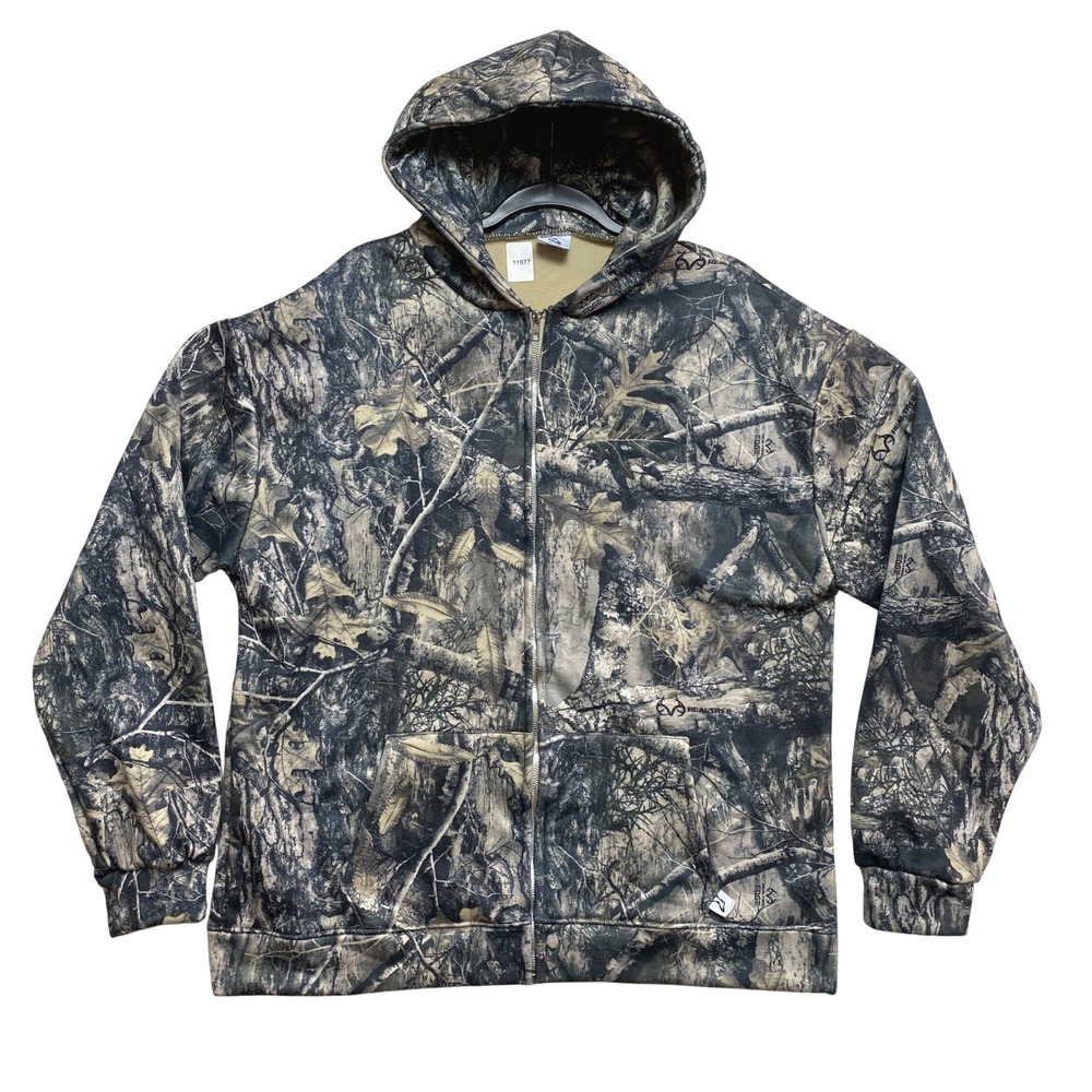 Akimbo Club Hoodie Mens L Camo Realtree Edge Full Zip Organic Cotton Made in LA